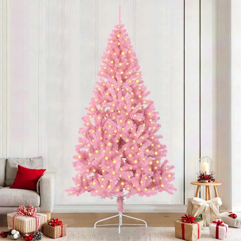 vidaXL Árvore de Natal Artificial Rosa 240 cm PVC