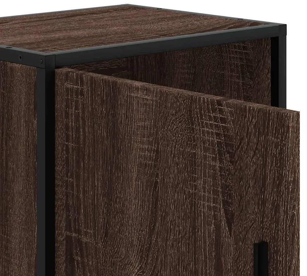 Mesa de cabeceira carvalho castanho 40x31x50 cm madeira e metal