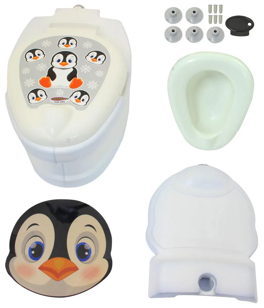 Bacio, penico infantil My little Pinguim de sanita com som de descarga e suporte para papel higiénico