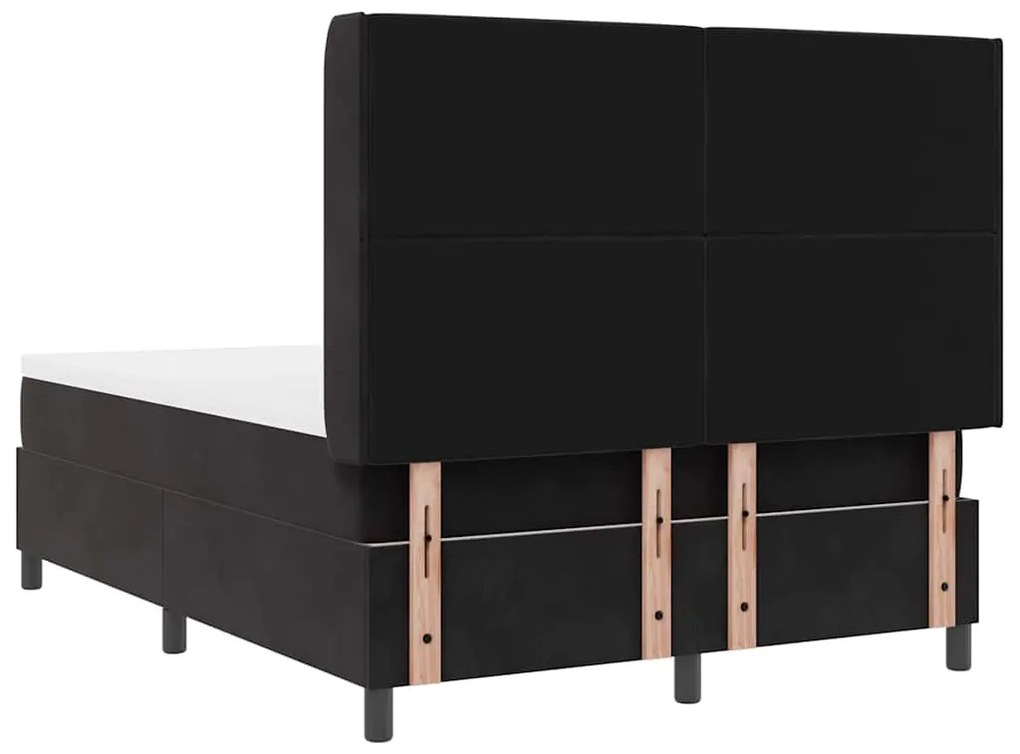 Cama Box Spring com Colchão e LED Preto 160x200 cm Veludo