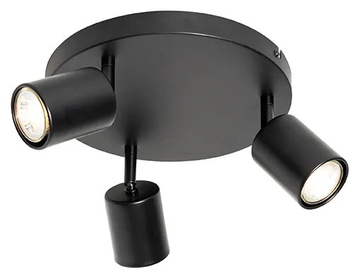 Candeeiro de teto moderno preto ajustável redondo 3 luzes - Java Moderno