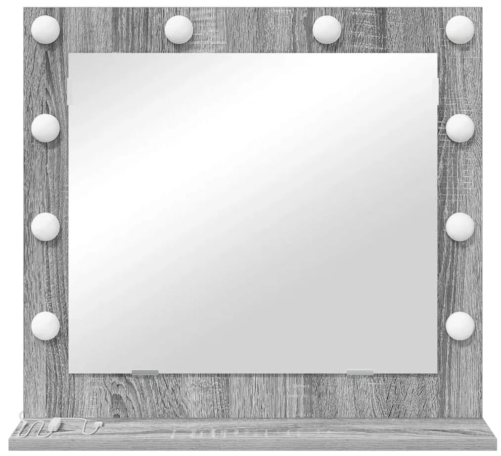 Espelho de vanidade com luzes LED Cinza Sonoma 60x55x18 cm