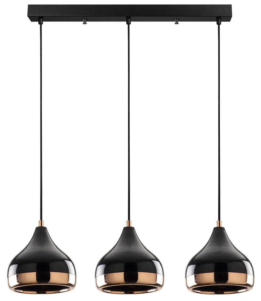 Candeeiro de Teto Yildo – Preto e Cobre – 67 x 17 cm