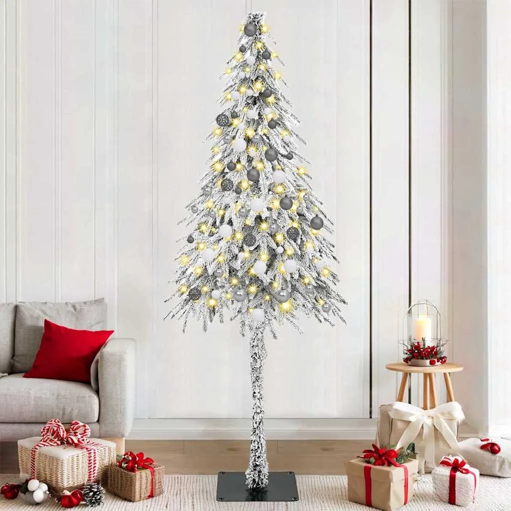 vidaXL Árvore de Natal com luzes de tira LED Branco 210 cm PE