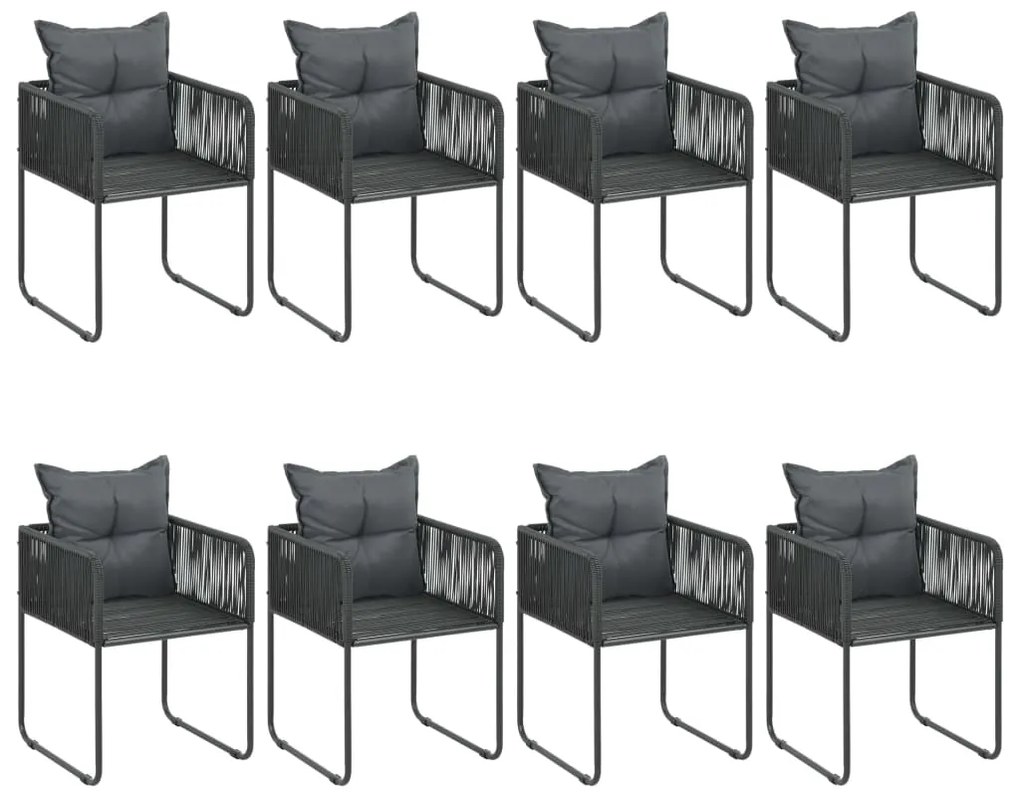 9 pcs conjunto de jantar p/ jardim vime de PVC preto e castanho