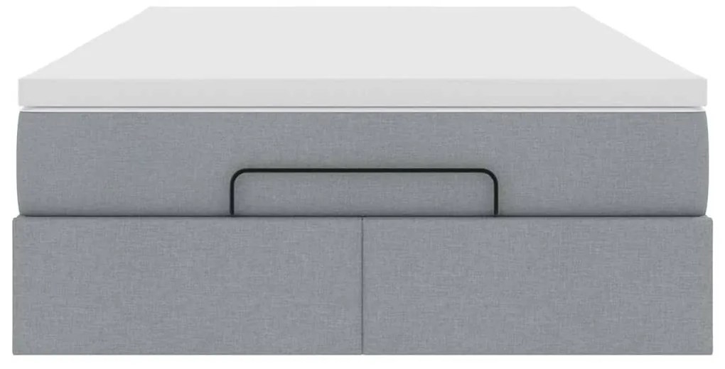 Estrutura cama otomana colchão 120x200 cm tecido cinzento claro