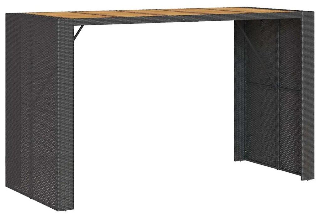 7 pcs conjunto de bar jardim c/ almofadões vime PE/acácia preto
