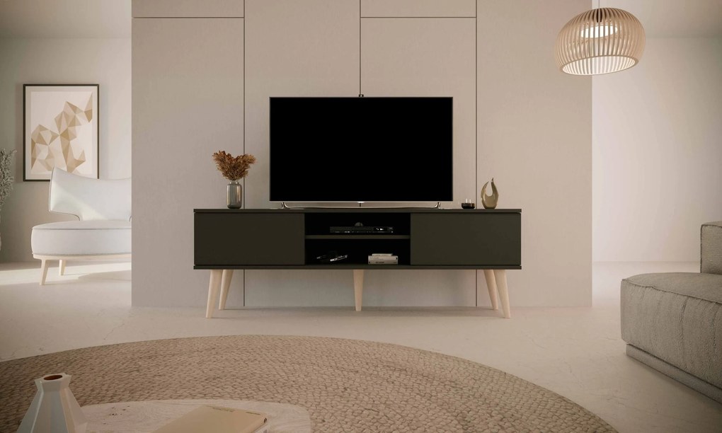 Móvel de TV "TORONTO" de 160 cm -Preto - Design Nórdico