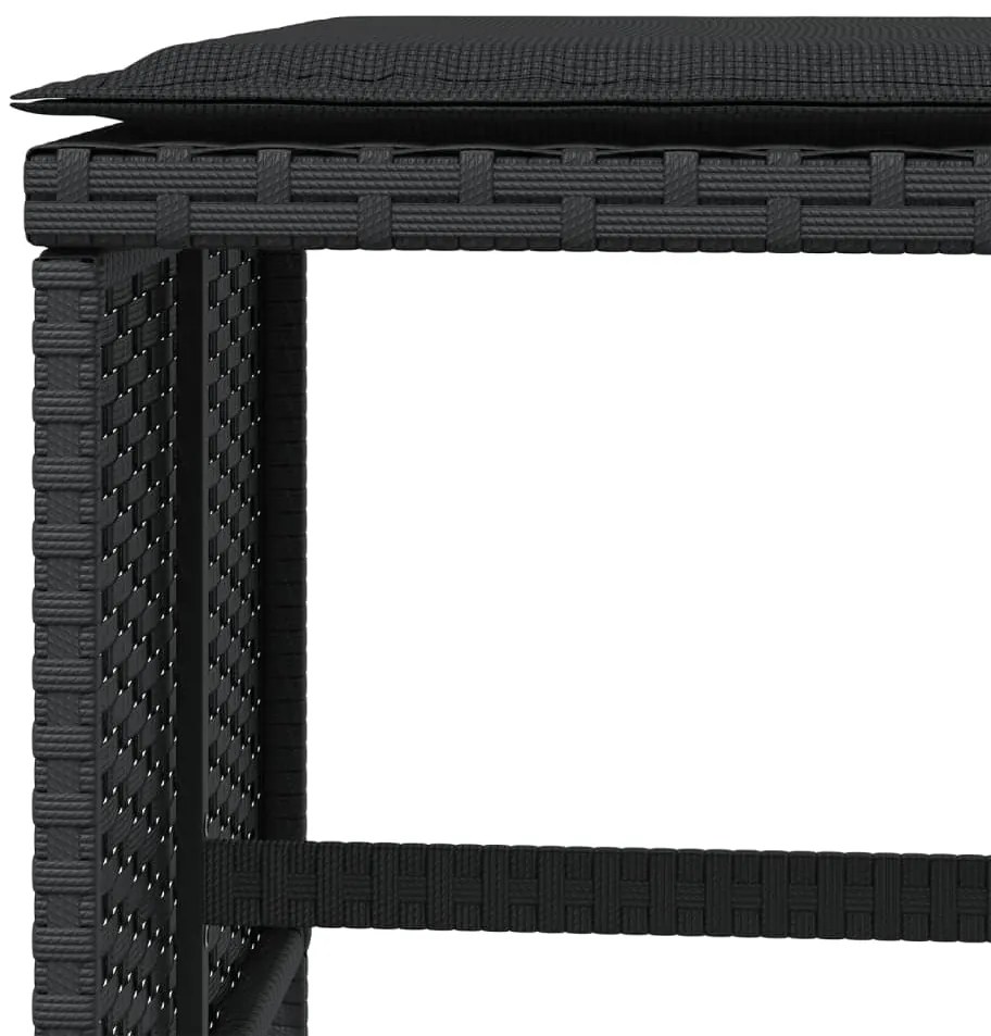 Bancos de jardim com almofadões 4 pcs 41x41x36 cm vime PE preto