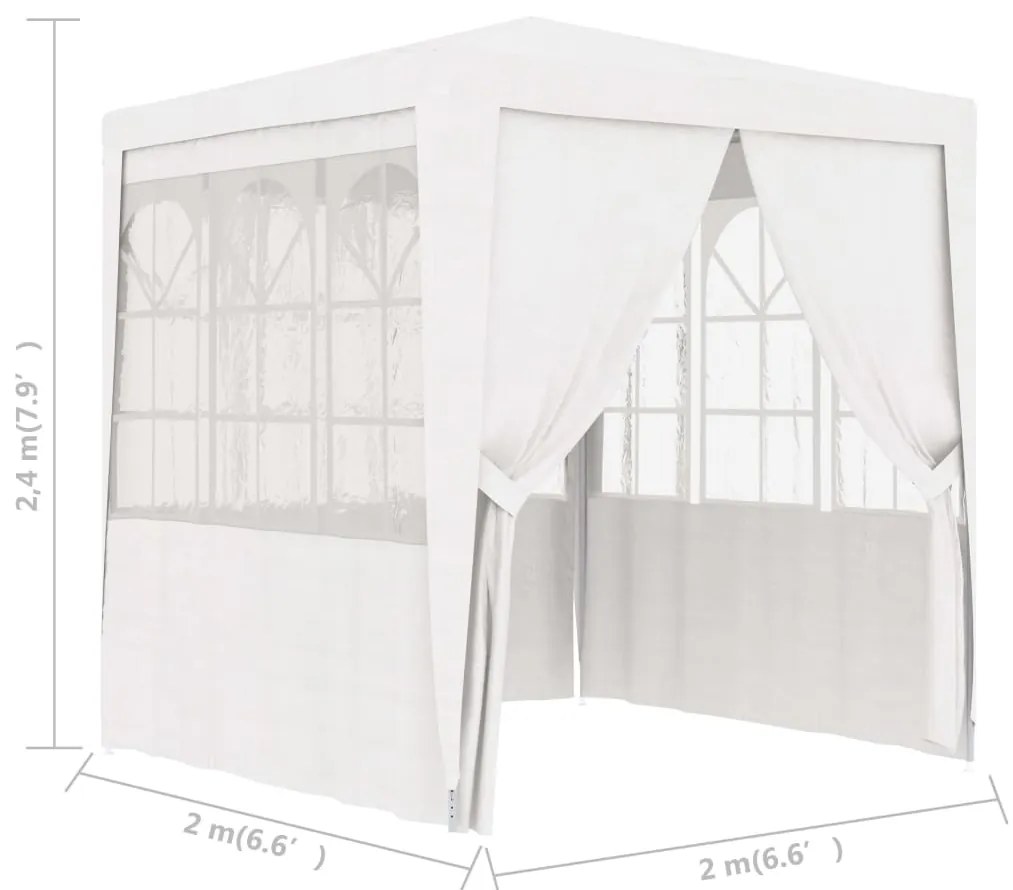 Tenda festas com paredes laterais 2x2m 90g/m² branco