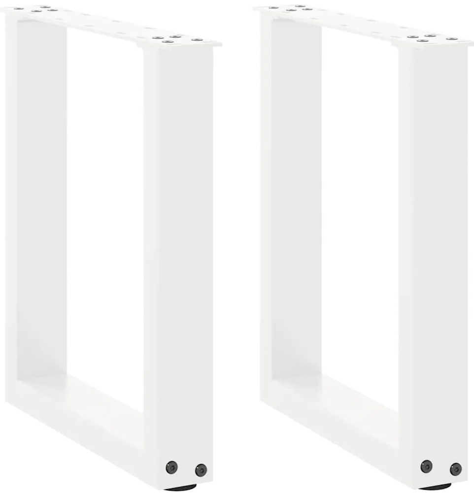 vidaXL Pés para mesa de centro em formato de U, 2 peças, branco, 38x(42-43) cm, aço