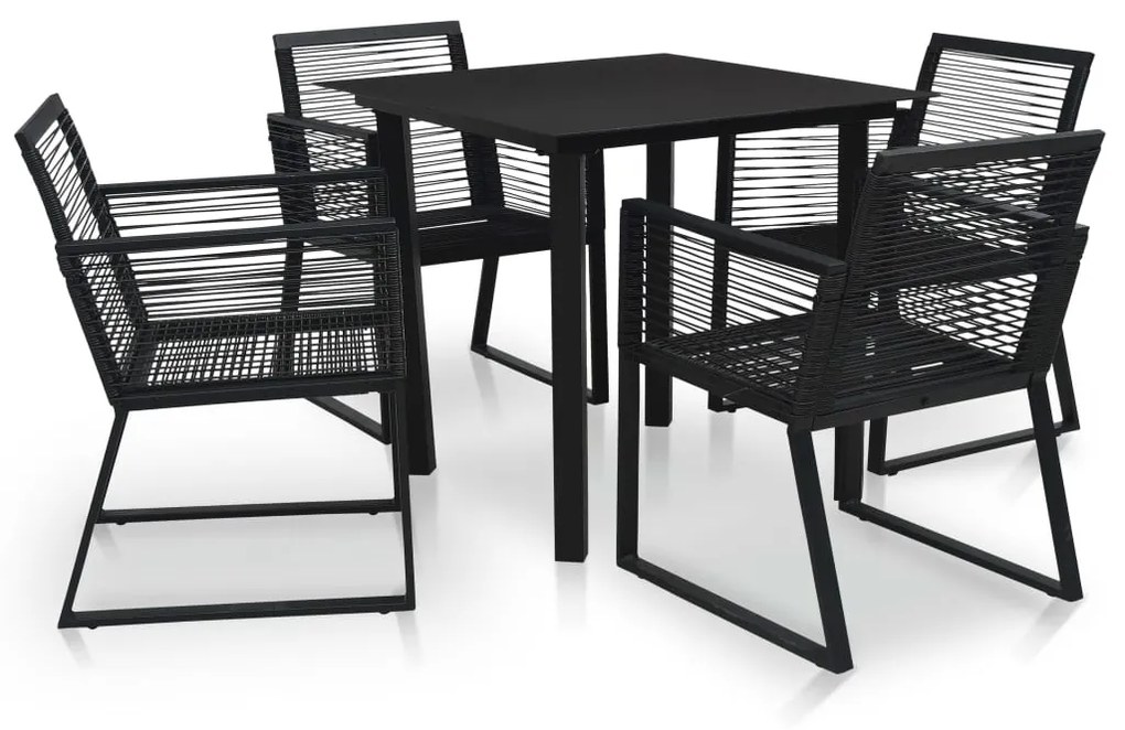 vidaXL 5 pcs conjunto de jantar para jardim vime de PVC preto