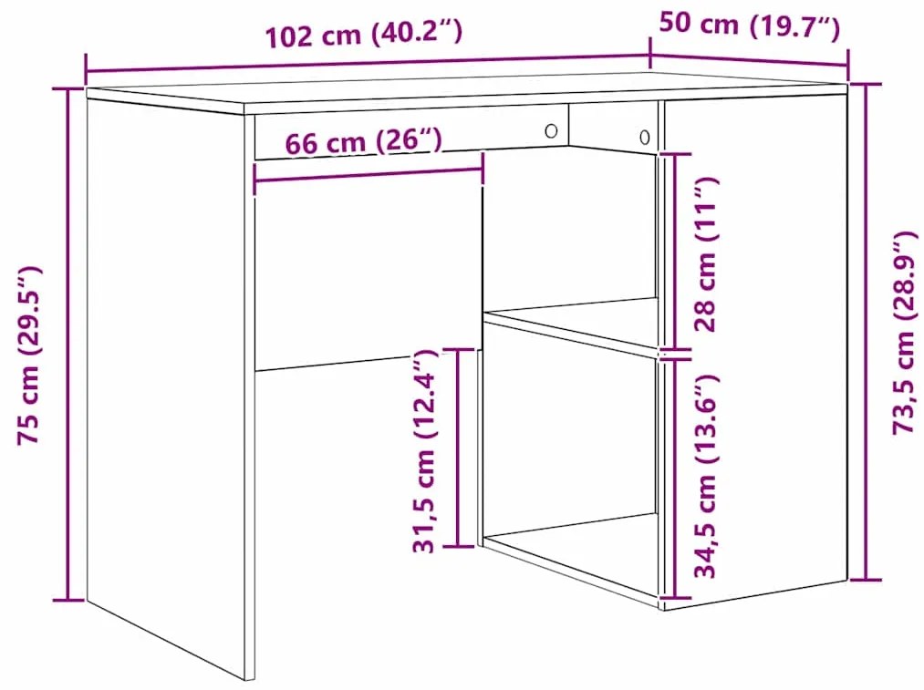 mesa de canto Branca 102x88x75 cm Madeira de Engenharia