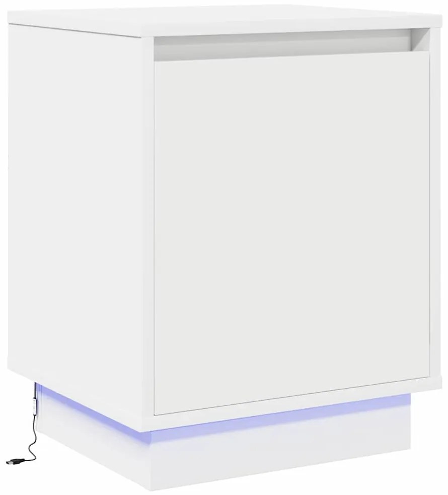 Criado-mudo com Luzes LED Branco 39x34,5x50 cm