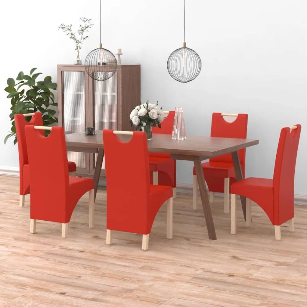 Cadeiras de jantar 6 pcs couro artificial vermelho
