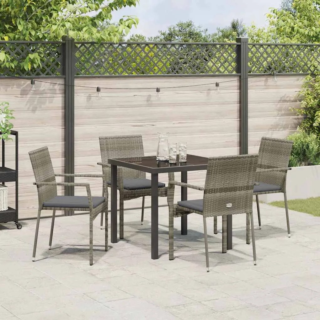 Conjunto de 4 Cadeiras de Jardim 5 pcs Cinzeto 80 x 80 x 73 cm