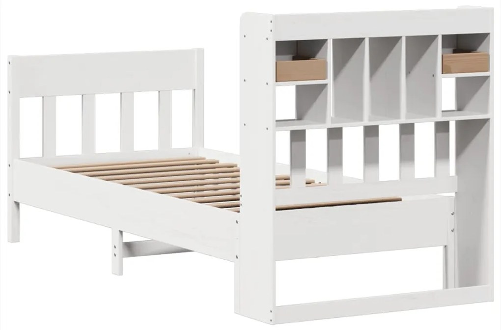 Cama sem colchão 75x190 cm madeira de pinho maciça branco