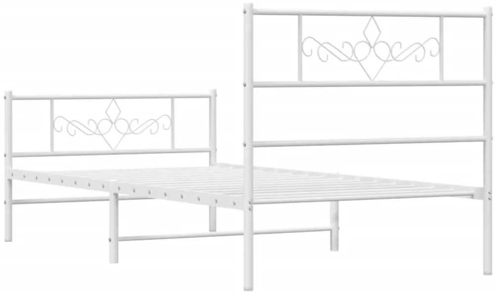 Estrutura de cama com cabeceira e pés 75x190 cm metal branco