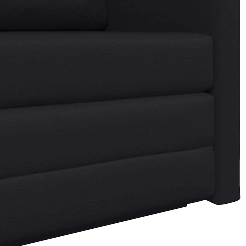 Sofá de Chão Cama 2 em 1 Preto 124x71x78 cm Couro Sintético