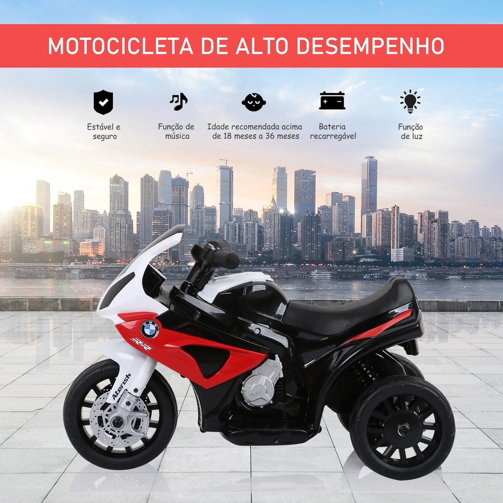 HOMCOM Mota Elétrica BMW para Crianças entre 18-36 Meses 6V com Faróis