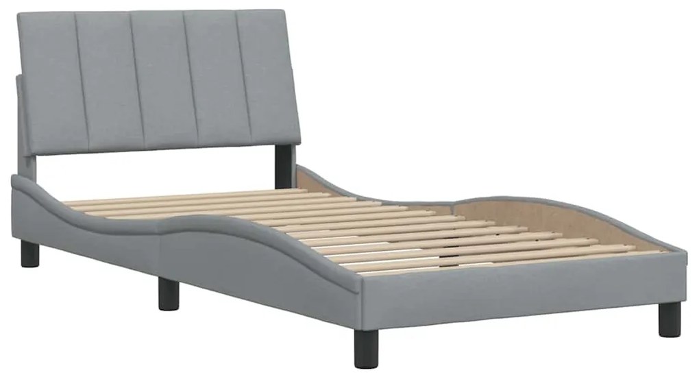 Estrutura de cama sem colchão 100x200 cm tecido cinzento-claro