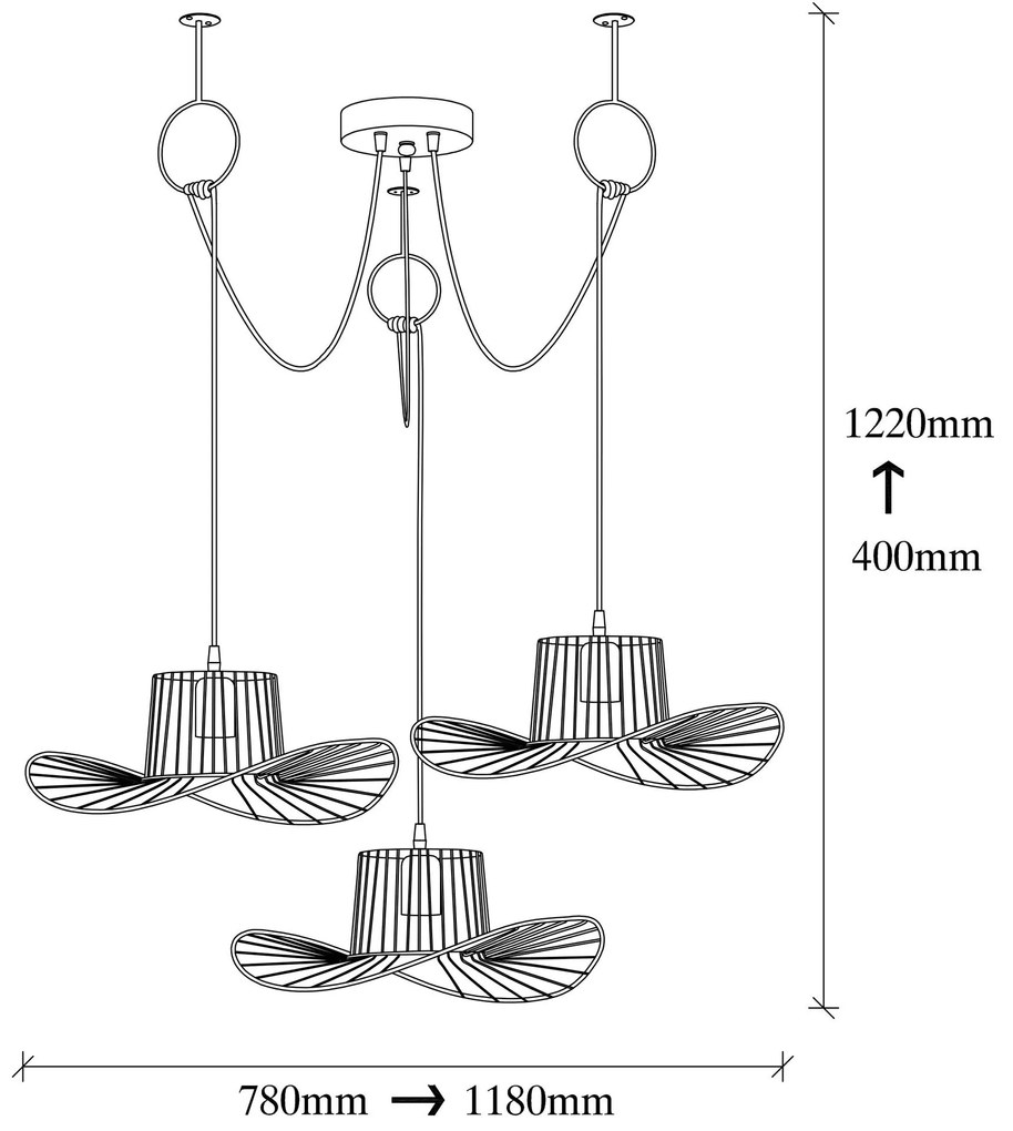 Candeeiro Tel – Preto – Diâmetro 118 cm, Altura 122 cm
