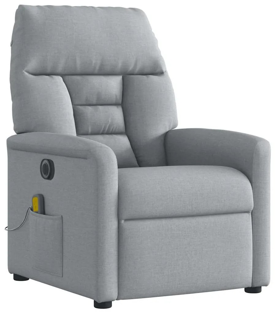 Poltrona de massagens reclinável elétrica tecido cinzento-claro