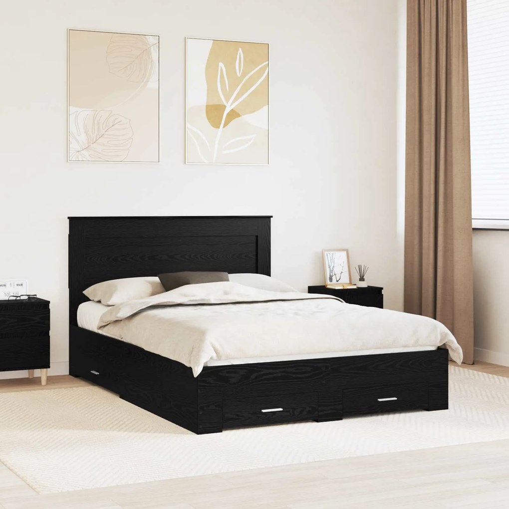 vidaXL Estrutura da Cama com gaveta com cabeceira Madeira processada