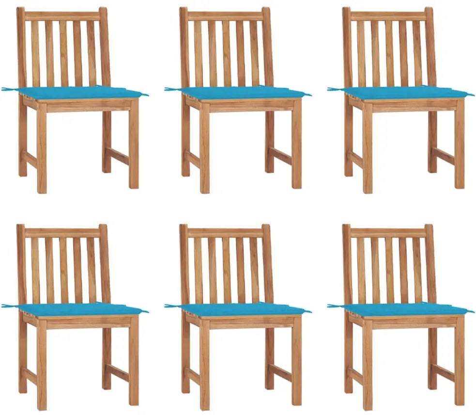 Cadeiras de jardim 6 pcs c/ almofadões madeira de teca maciça