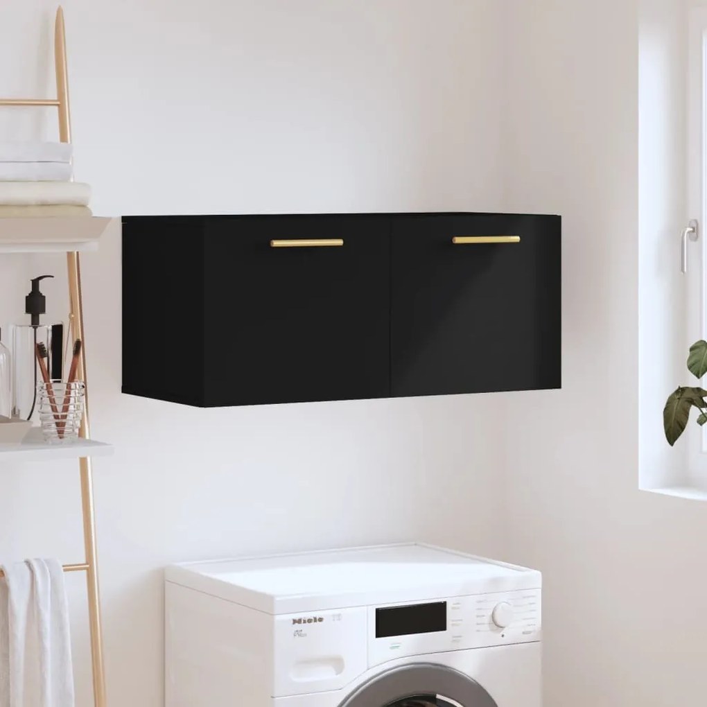 830061 vidaXL Armário de parede 80x36,5x35 cm derivados de madeira preto