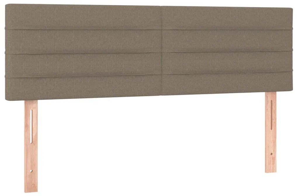 Cabeceira cama luzes LED tecido 144x5x78/88cm cinza-acastanhado