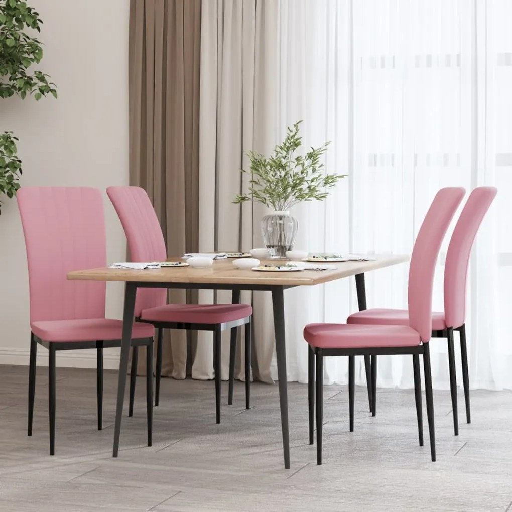 vidaXL Cadeiras de jantar 4 pcs veludo rosa