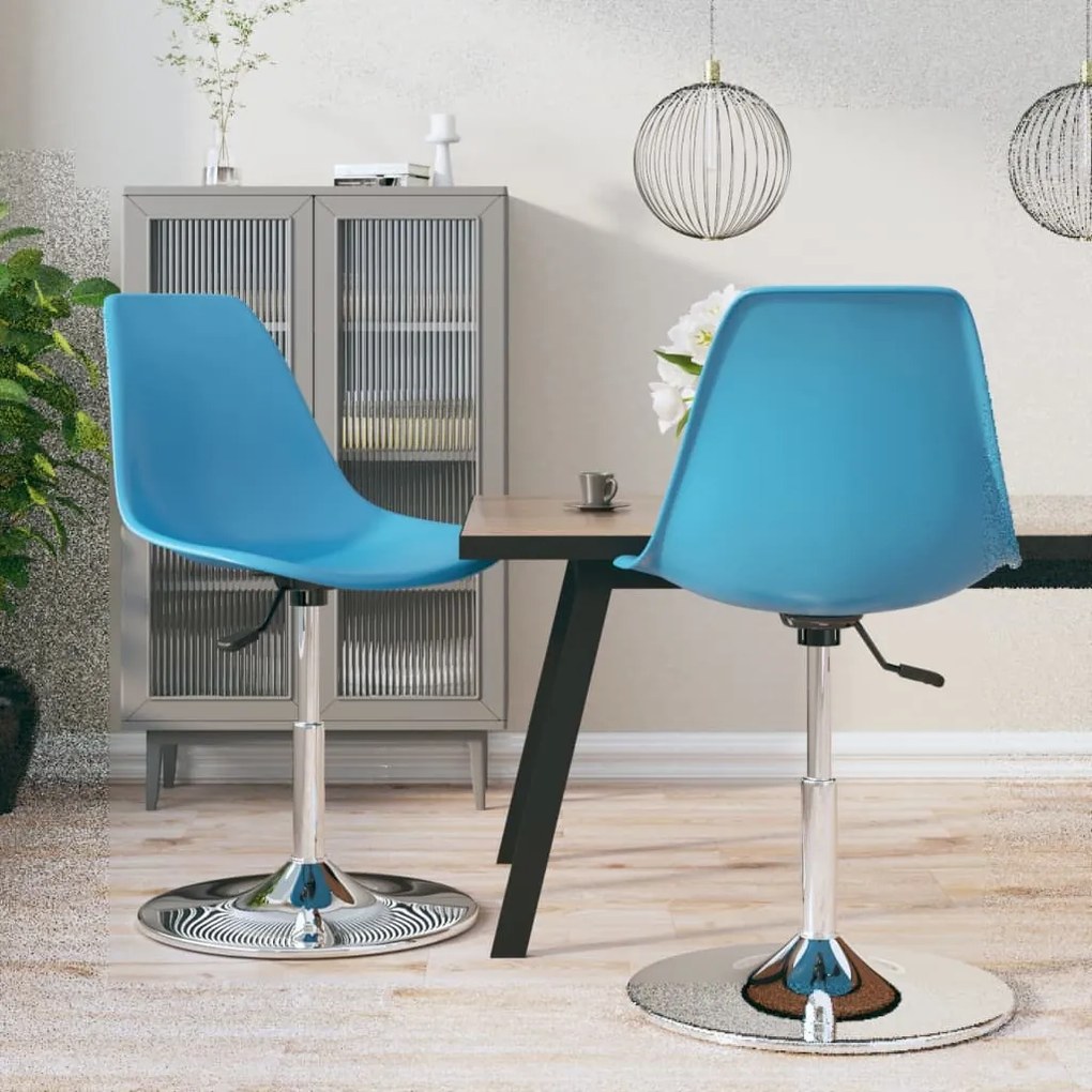vidaXL Cadeiras de jantar giratórias 2 pcs PP azul