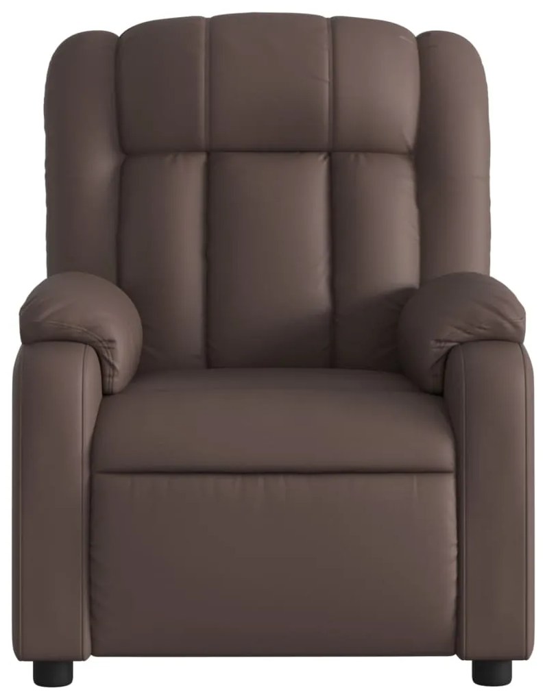 Poltrona de massagens reclinável couro artificial castanho