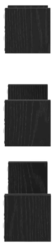 Prateleiras parede 3 pcs derivados madeira carvalho preto