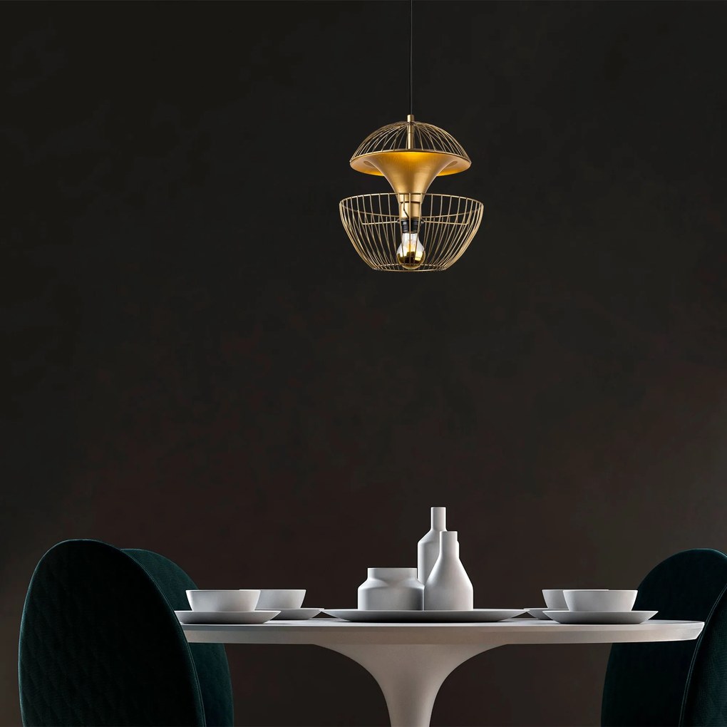 Candeeiro de Teto Telmander – Dourado Brilhante – 30 x 30 x 45-135 cm