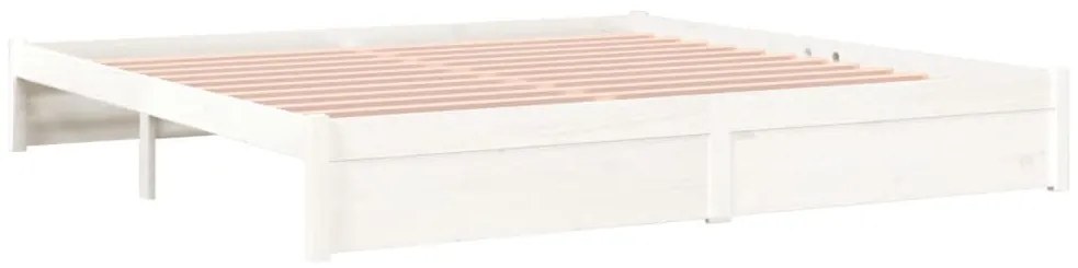 Estrutura de cama 200x200 cm madeira maciça branco