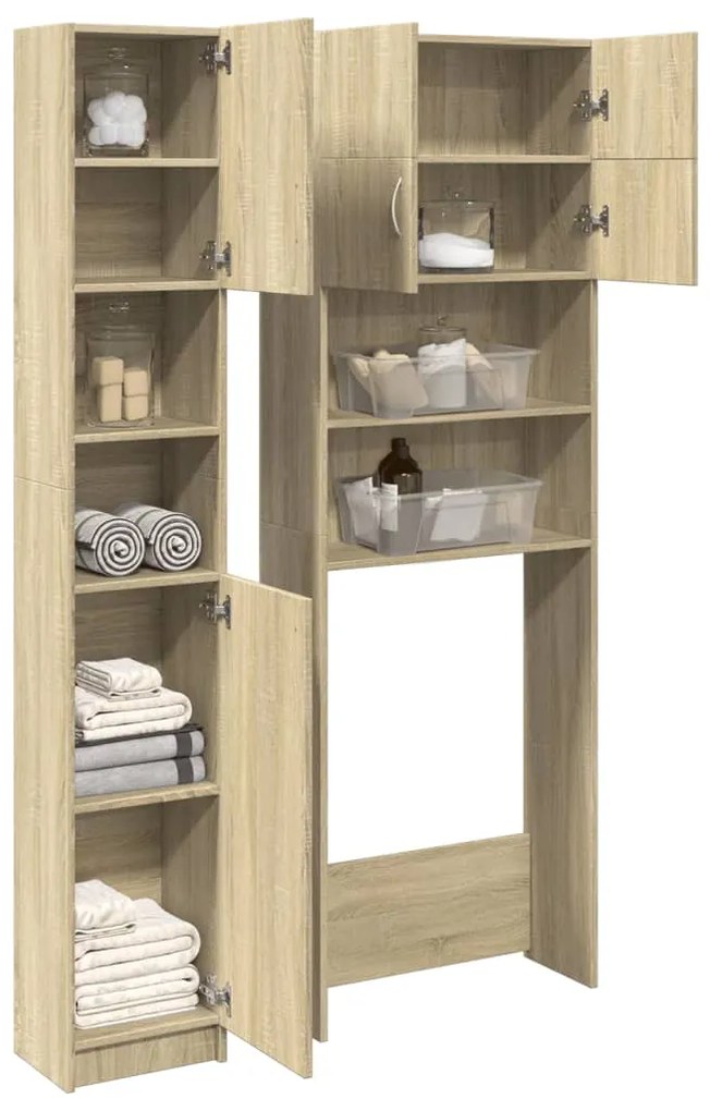 vidaXL Conj. móveis casa banho 2 pcs derivados madeira carvalho sonoma