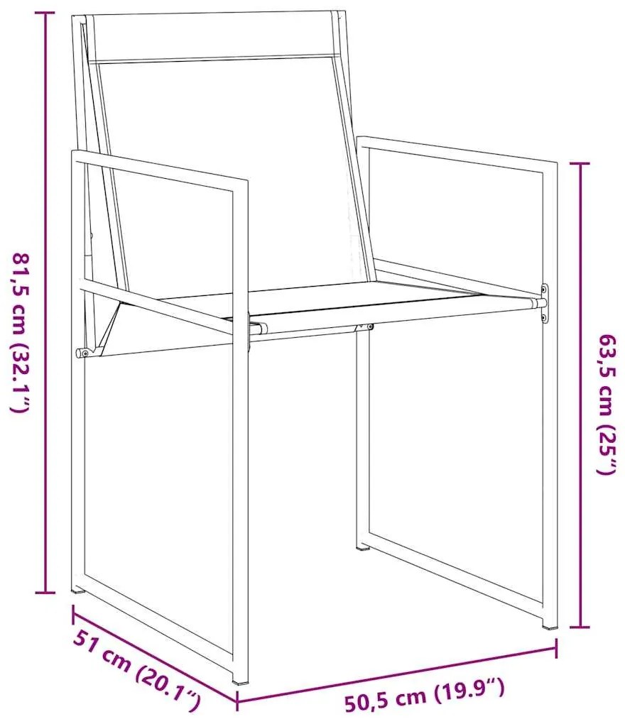 Conjunto de Jantar para Jardim - 5 Peças, Preto, com Textilene e Aço.