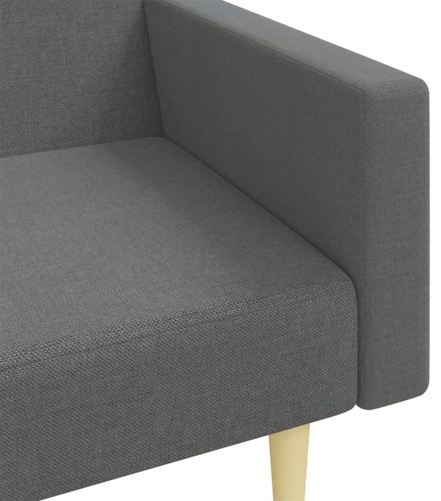 Sofá-cama de 2 lugares c/ apoio de pés tecido cinzento-escuro