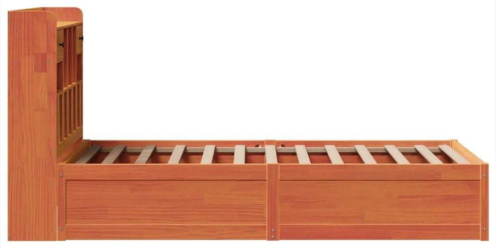 Cama sem colchão 100x200 cm pinho maciço castanho-mel