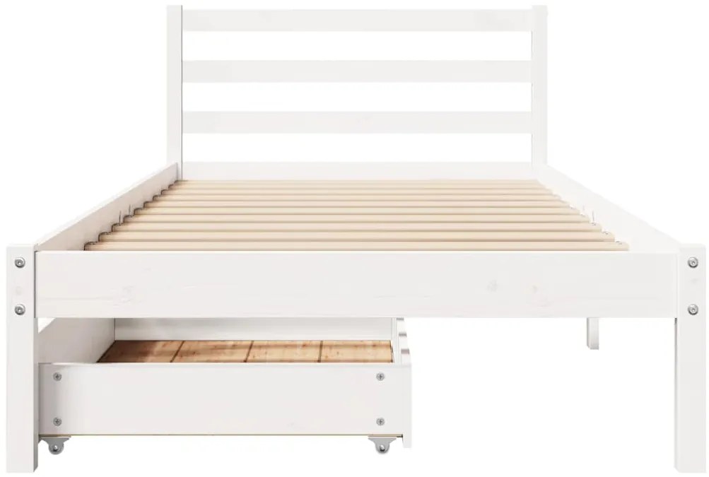 Cama sem colchão 100x200 cm madeira de pinho maciça branco