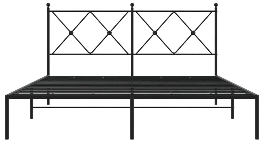 Estrutura de cama com cabeceira 160x200 cm metal preto