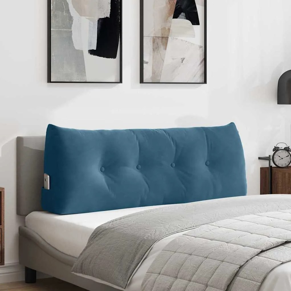 vidaXL Travesseiro para Costas Azul 120 x 24 x 50 cm Veludo