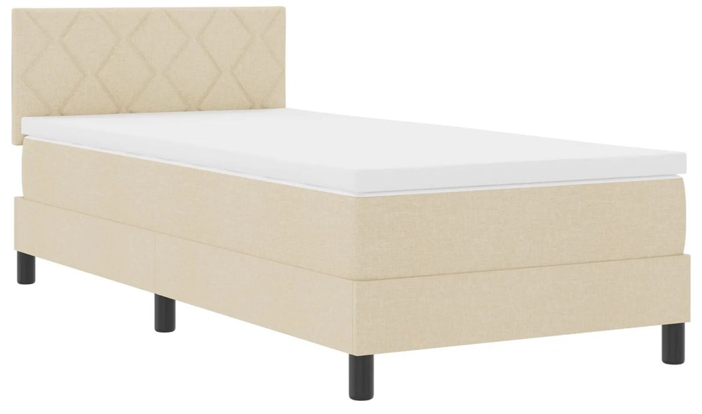 Cama Box com Colchão & LED Creme 90x190 cm Tecido