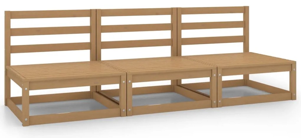 Sofás de centro para jardim 3 pcs pinho maciço castanho mel