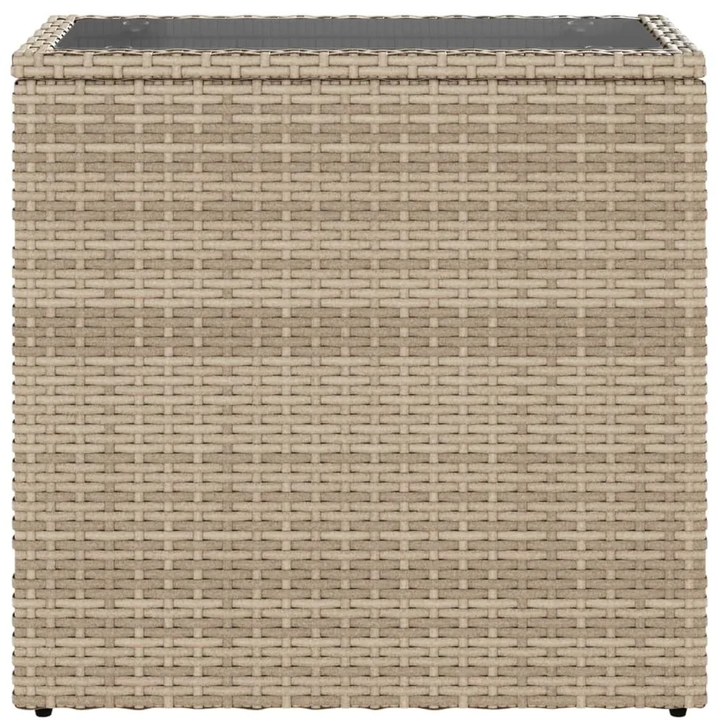 Mesa de apoio jardim c/ tampo vidro 58x27,5x55 cm vime PE bege