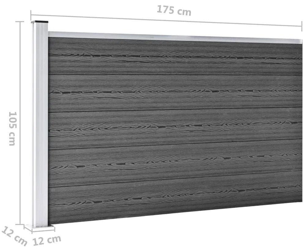 Conjunto de painéis de vedação WPC 699x105 cm preto