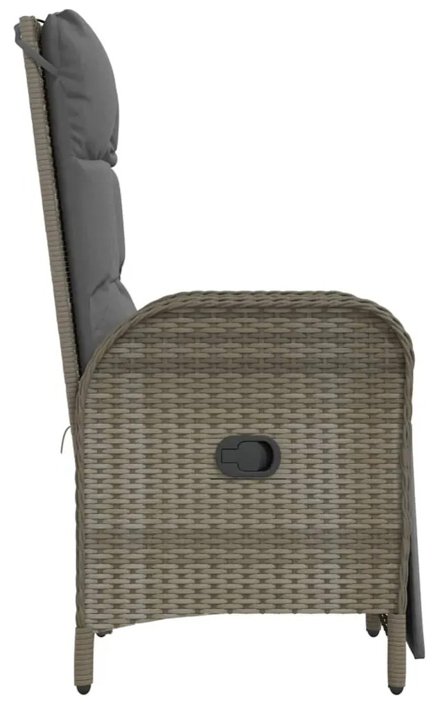 Poltronas reclináveis exterior c/ almofadões 2pcs vime PE cinza