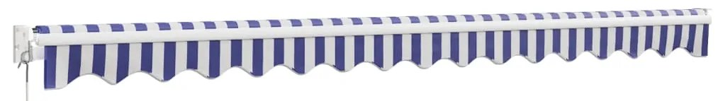 Toldo retrátil 4x3 m tecido e alumínio azul e branco